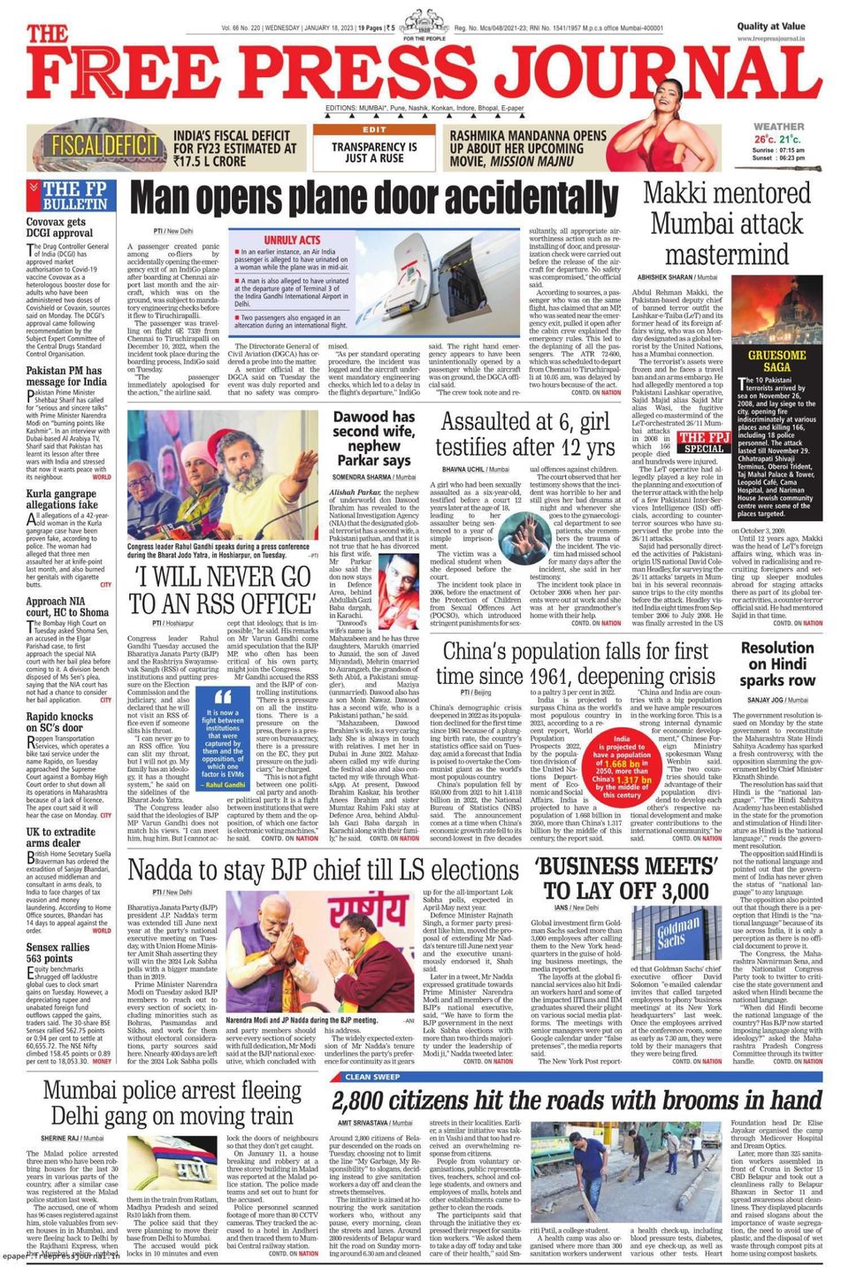 The Free Press Journal Mumbai January 18 2023 Digital