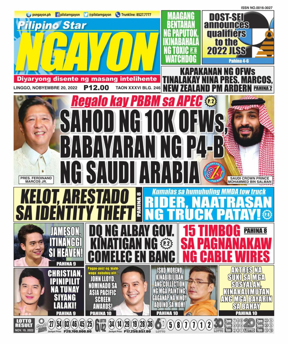 Pilipino Star Ngayon November 20, 2022 (Digital) - DiscountMags.com ...