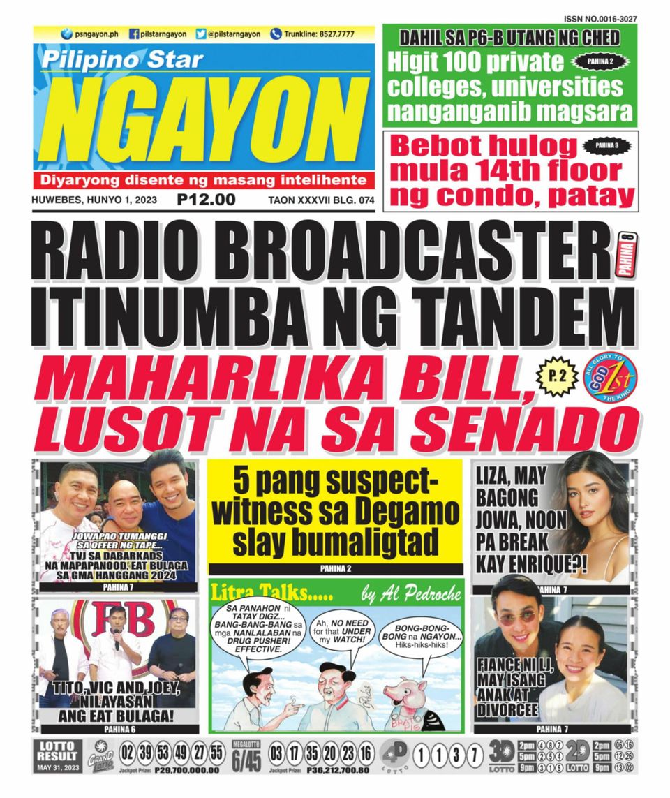 Pilipino Star Ngayon June 01, 2023 (Digital) - DiscountMags.com