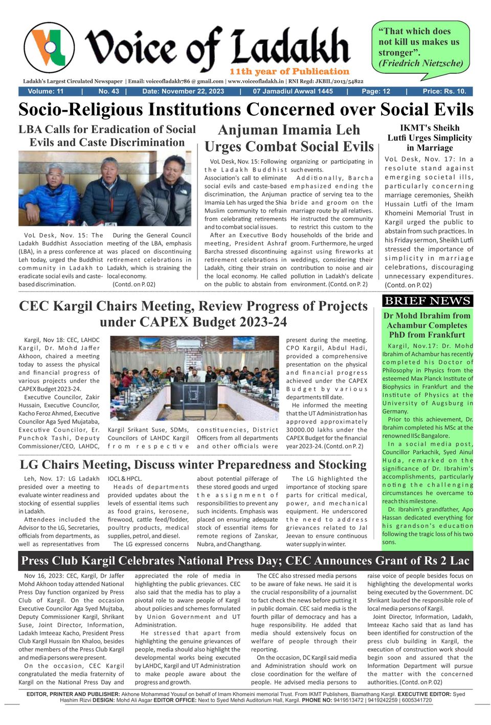 Voice Of Ladakh English November 22 2023 Digital