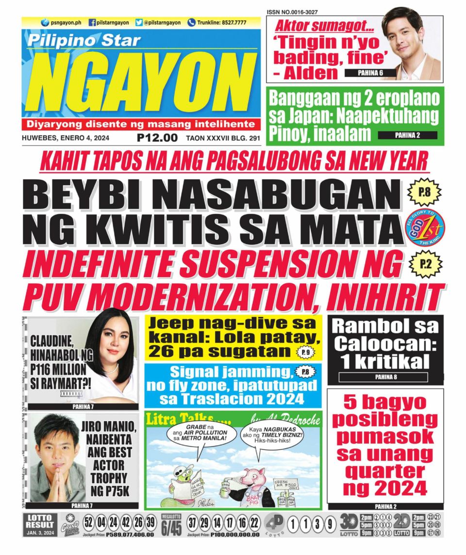 Pilipino Star Ngayon January 04, 2024 (Digital) - DiscountMags.com