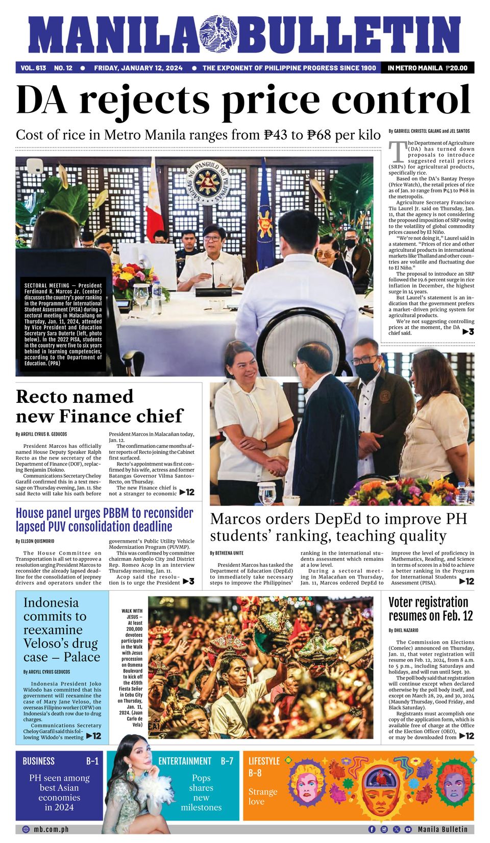 Manila Bulletin January 12, 2024 (Digital)