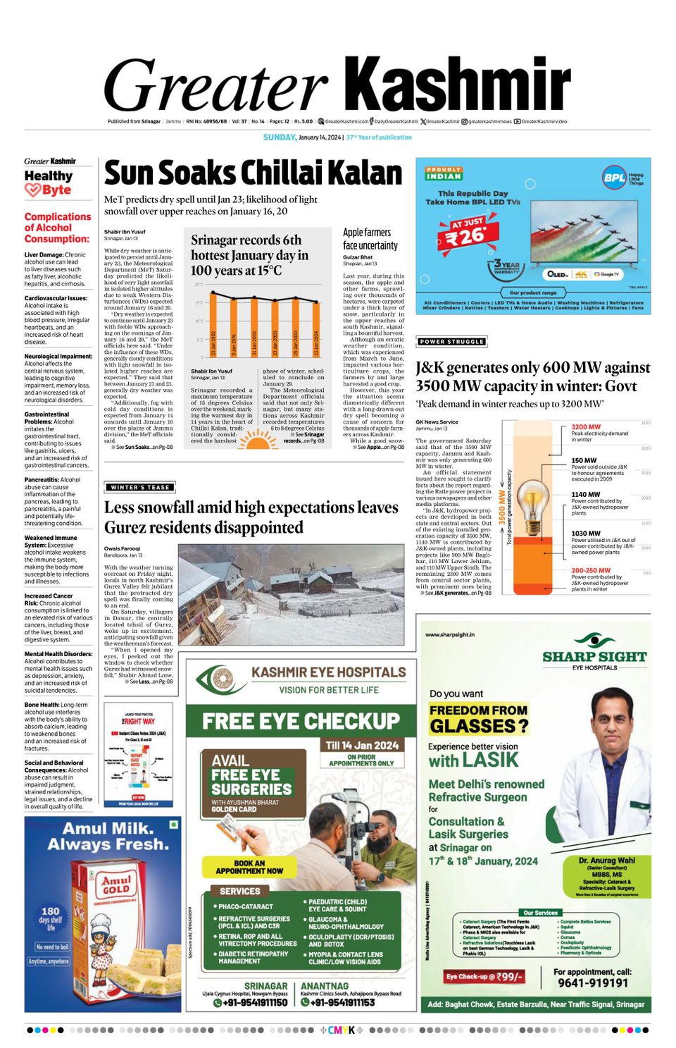 1302248 Greater Kashmir Cover 14 Jan 2024 Issue 