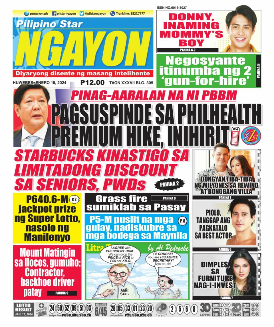 Pilipino Star Ngayon January 18, 2024 (Digital) - DiscountMags.com