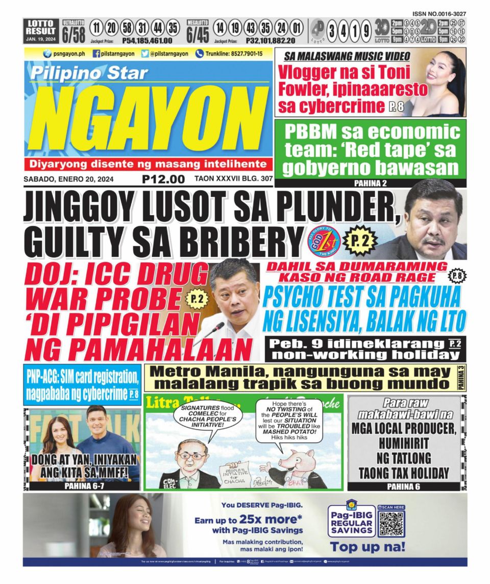 Pilipino Star Ngayon January 20 2024 Digital DiscountMags Com   1305455 Pilipino Star Ngayon Cover January 20 2024 Issue 