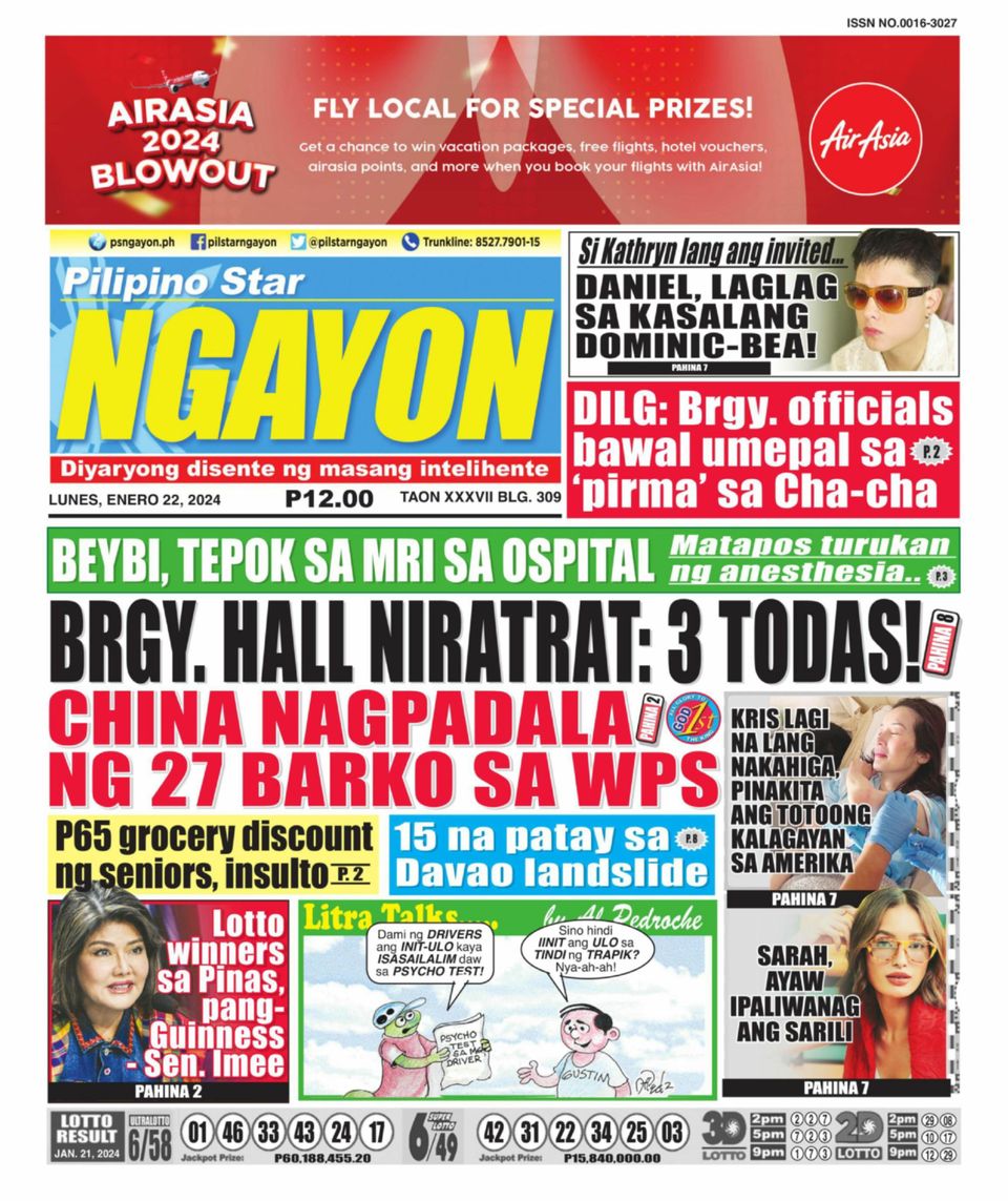 Pilipino Star Ngayon January 22 2024 Digital 6123