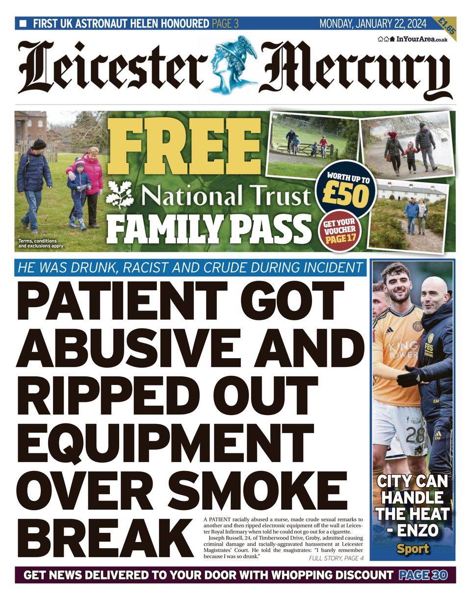 1306583 Leicester Mercury Cover January 22 2024 Issue 