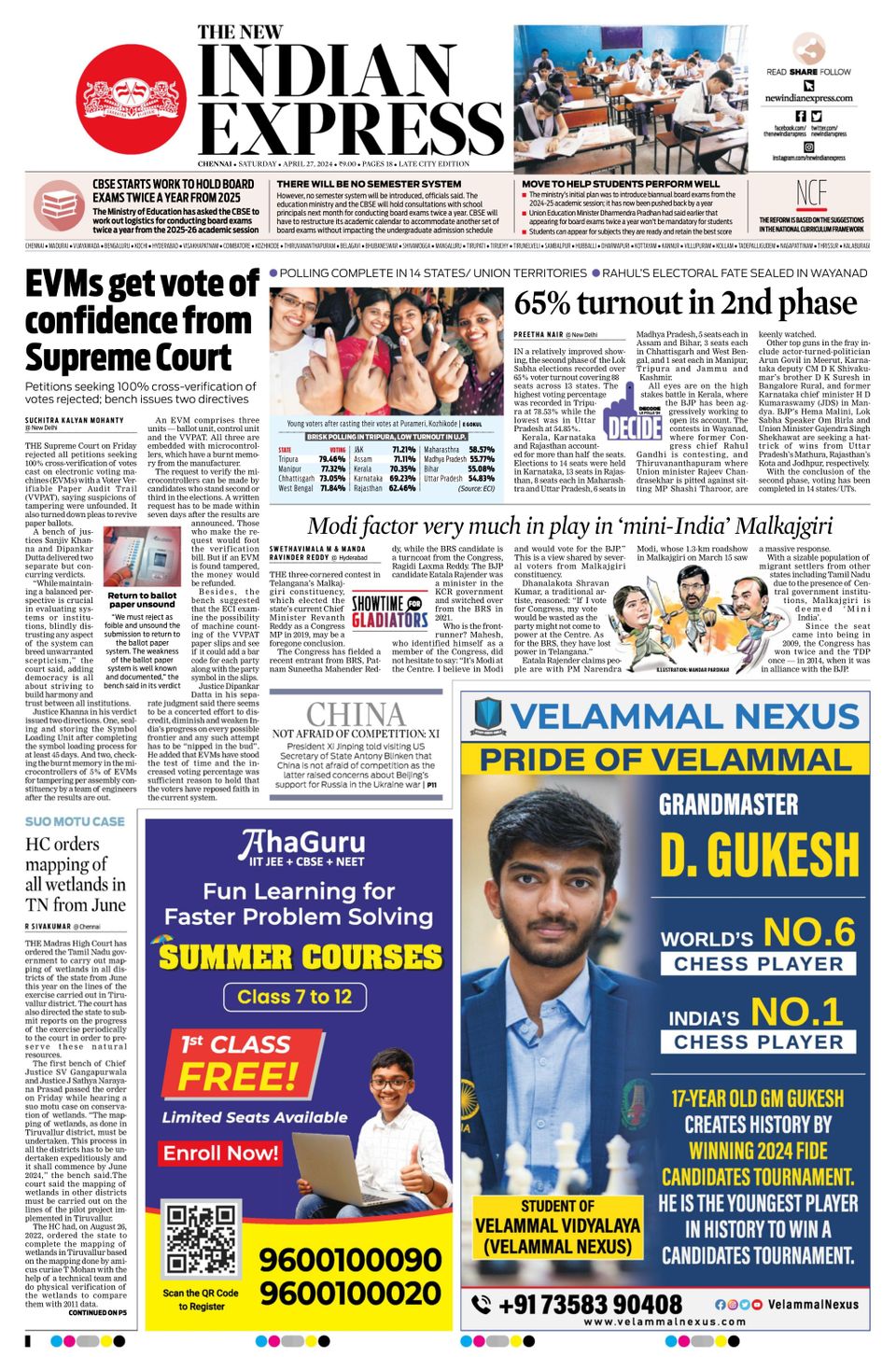 The New Indian Express Chennai April 27, 2024 (Digital) - DiscountMags.com