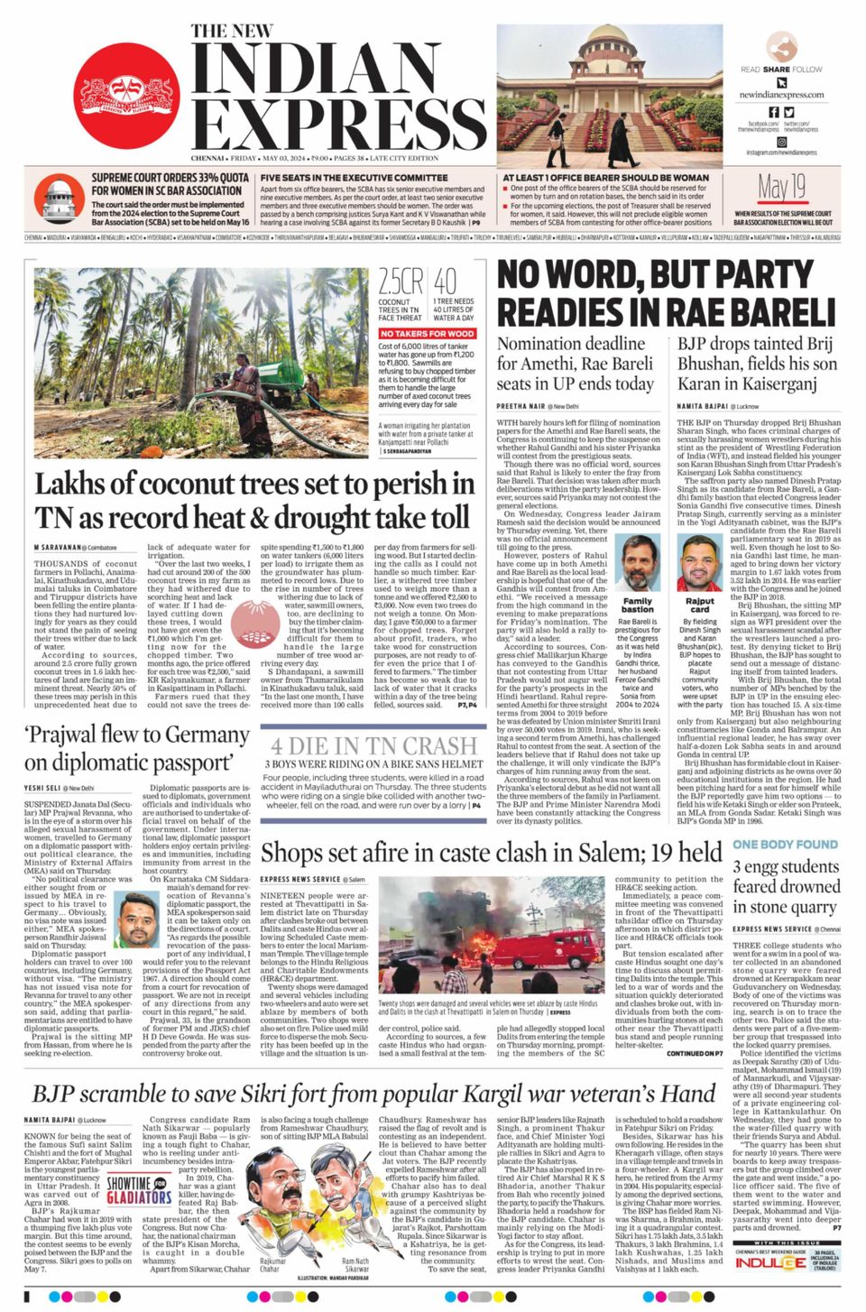 The New Indian Express Chennai May 03, 2024 (Digital) - DiscountMags.com