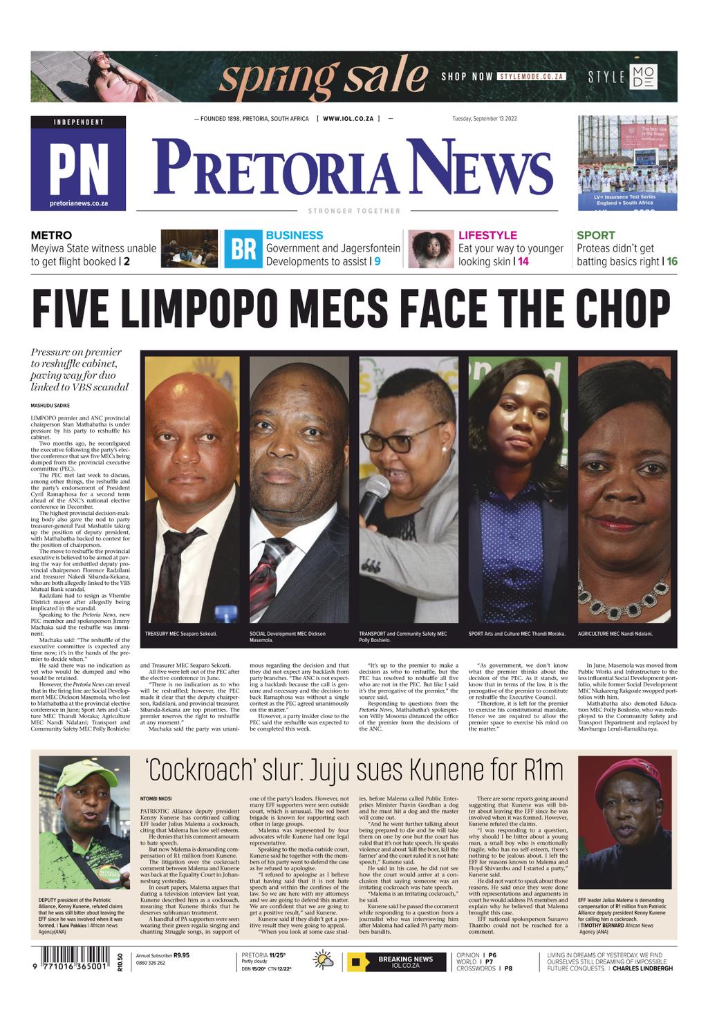 Pretoria News 2022-09-13 (Digital) - DiscountMags.com