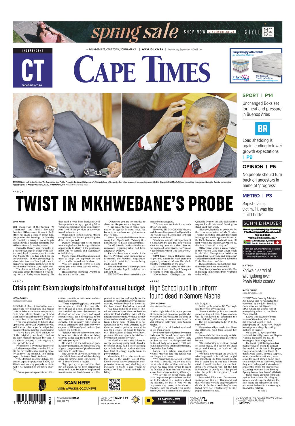 Cape Times 2022-09-14 (Digital) - DiscountMags.com