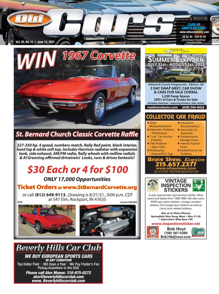Old Cars Weekly Magazine Subscription Discount Collectible Automobile