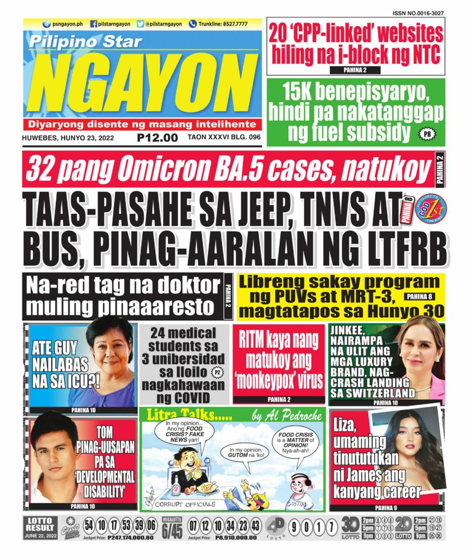 Pilipino Star Ngayon June 23, 2022 (Digital) - DiscountMags.com