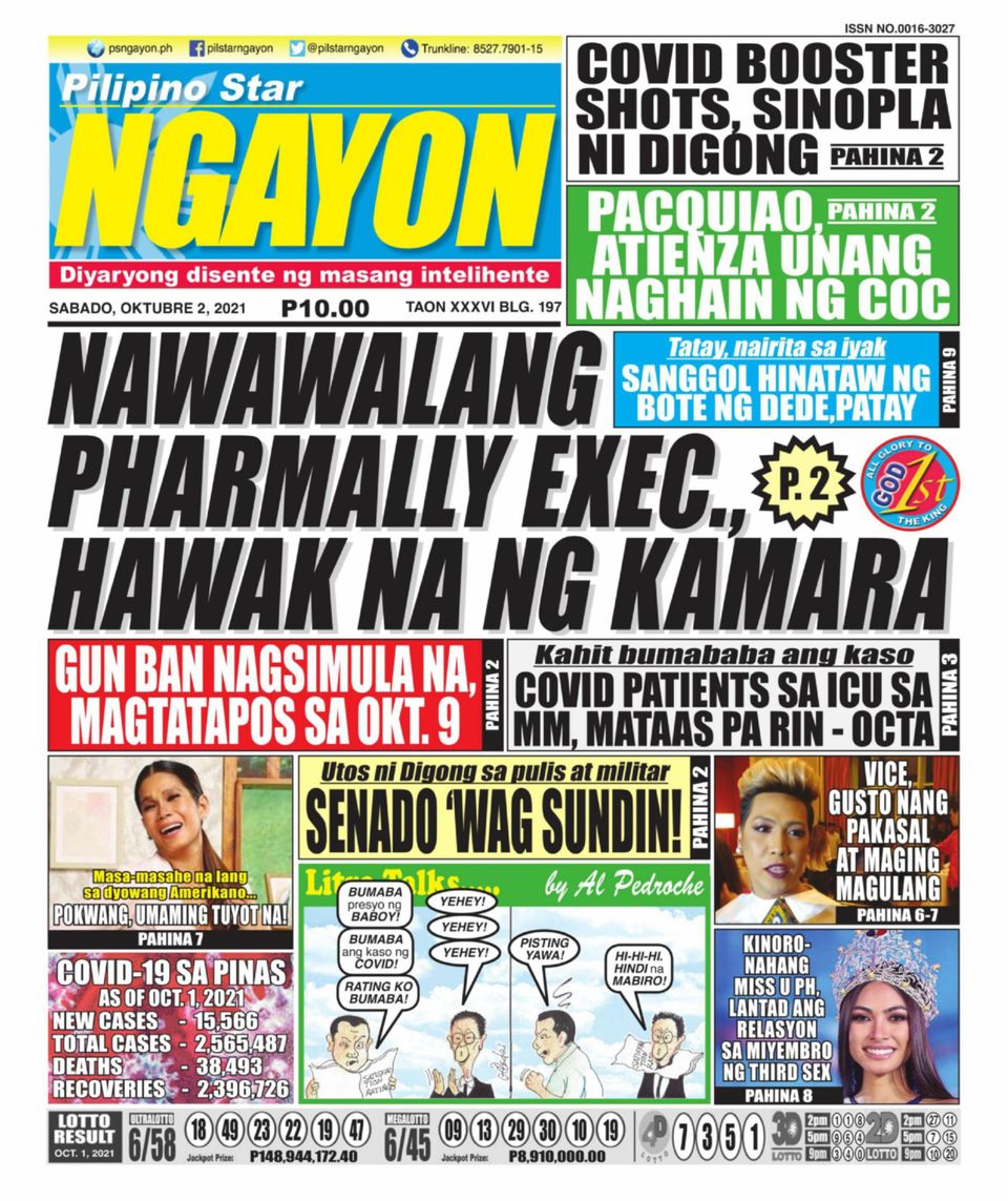 Pilipino Star Ngayon October 02, 2021 (Digital) - DiscountMags.com