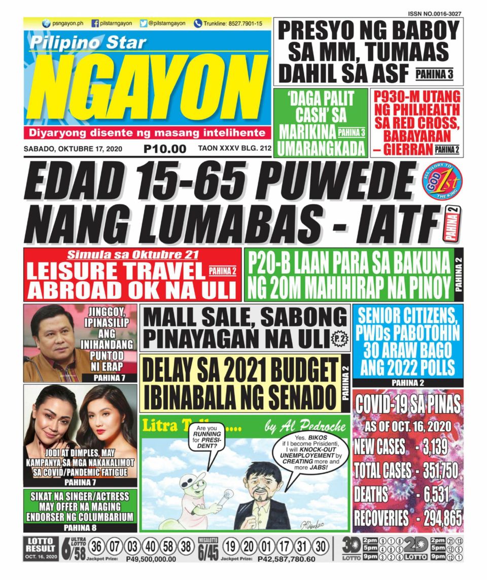 Pilipino Star Ngayon October 17 2020 Digital 2292