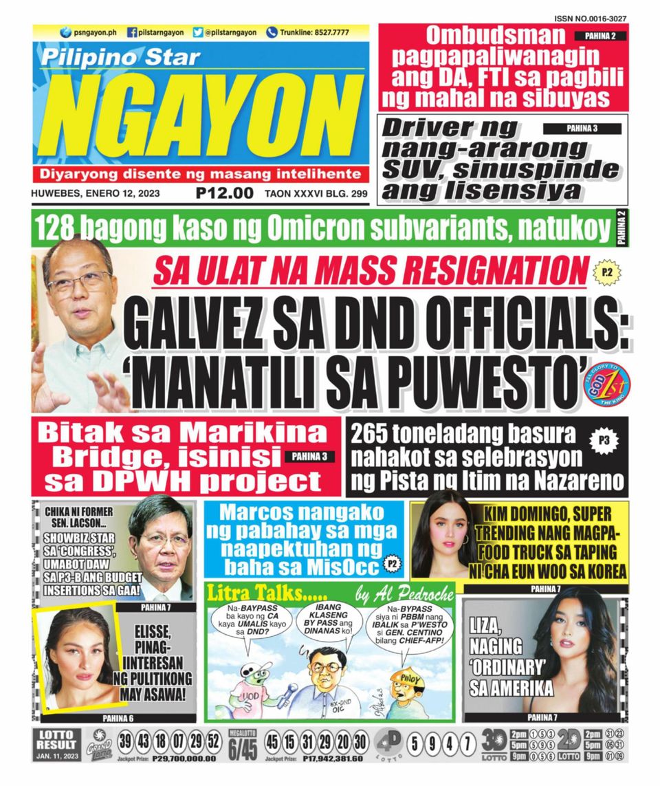 Pilipino Star Ngayon January 12, 2023 (Digital) - DiscountMags.com