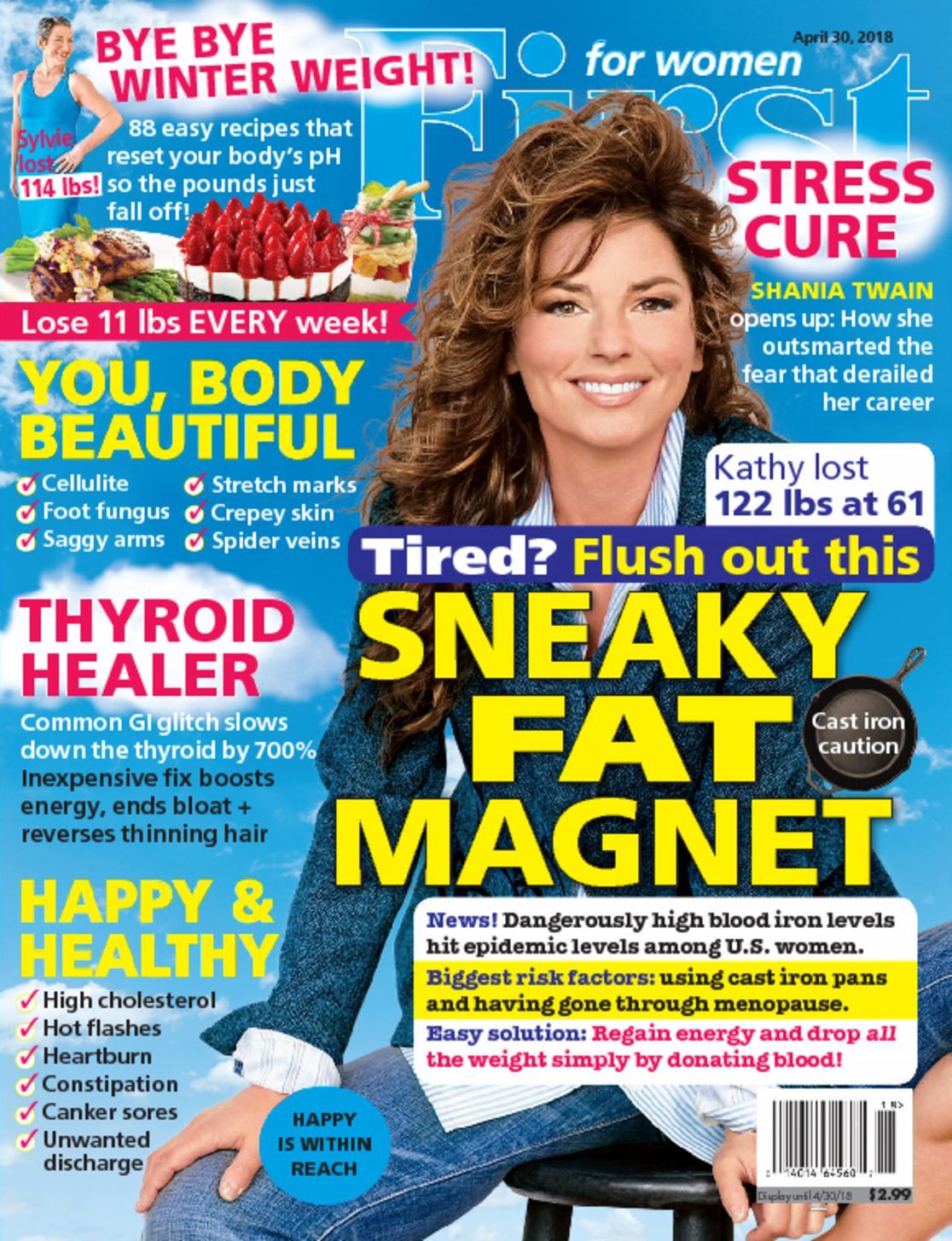 Is there interesting in the magazine. All women журнал. Womens Magazines Blue background. Shania Twain the first time…for the last time.